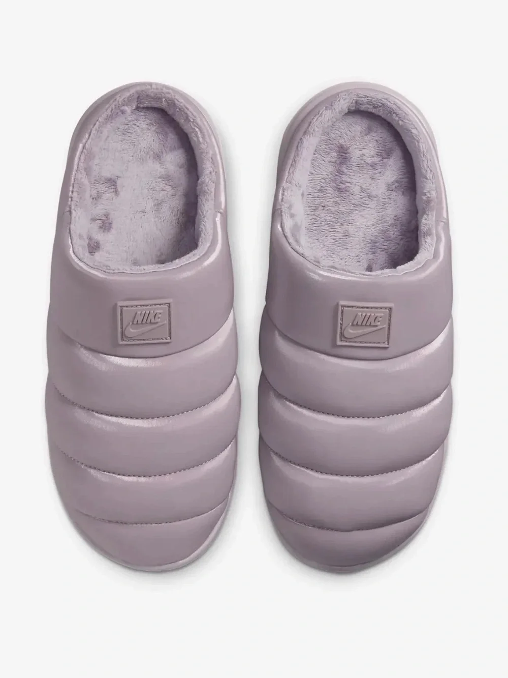 Nike Burrow SE Women's 12 Fuzzy Slippers Light Violet Ore Quilted Puffer Slip On